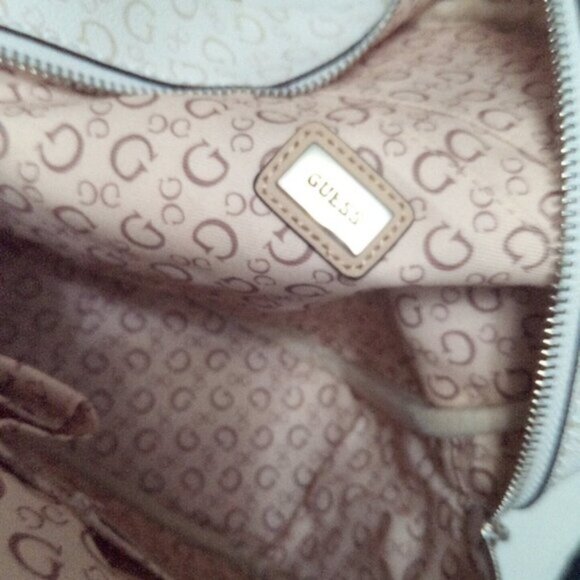 Guess Monogram Logo Mini Backpack Tan And Cream - Picture 8 of 17